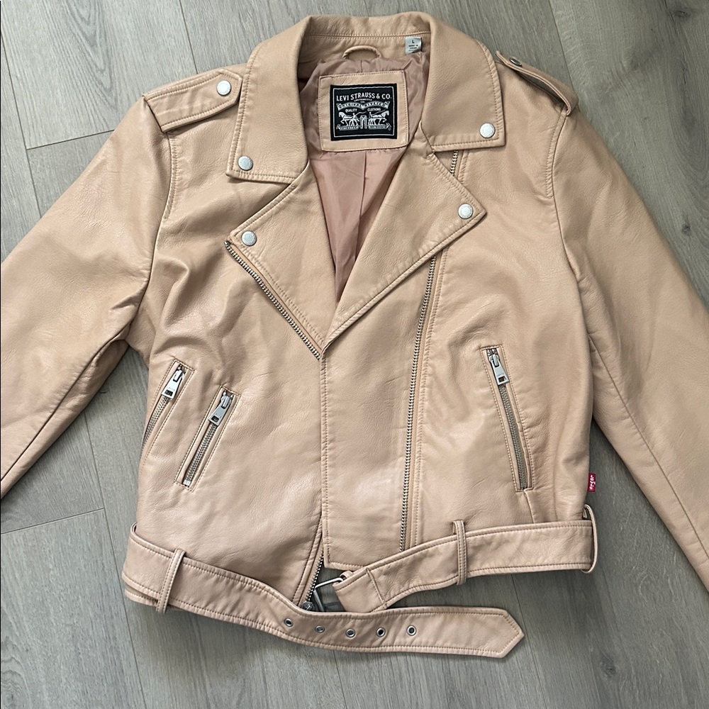 NWOT Levi's Camel Leather Biker Jacket - Size L